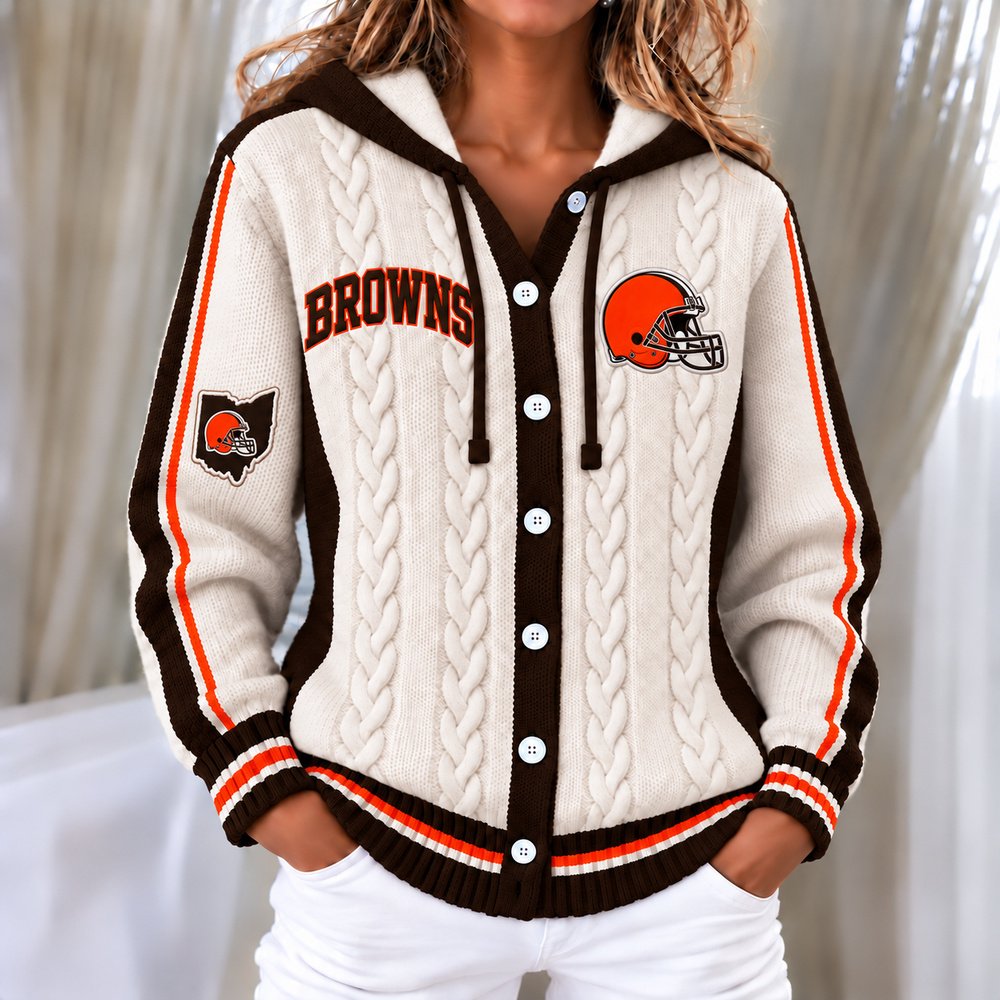 Cleveland Browns Women's Hooded Button Sweatshirt NKS051