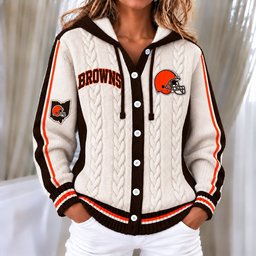 Cleveland Browns Women's Hooded Button Sweatshirt NKS051