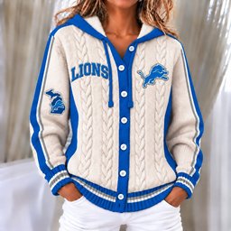 Detroit Lions Women's Hooded Button Sweatshirt NKS051