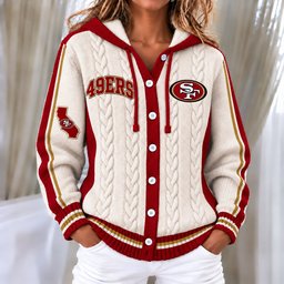 San Francisco 49ers Women's Hooded Button Sweatshirt NKS051