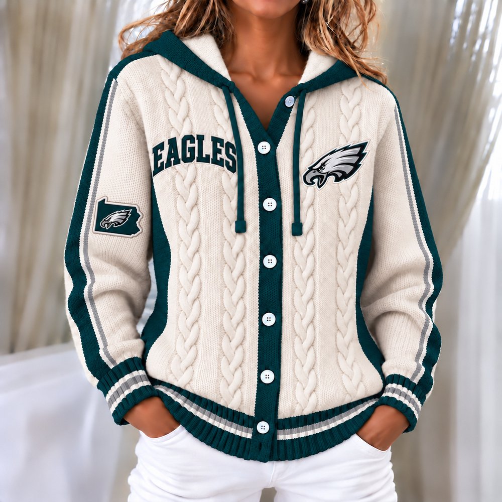 Philadelphia Eagles Women's Hooded Button Sweatshirt NKS051