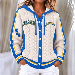 Los Angeles Chargers Women's Hooded Button Sweatshirt NKS051