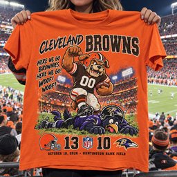 Cleveland Browns | 13-10 Win Over Baltimore Ravens Game Day Shirt - Orange