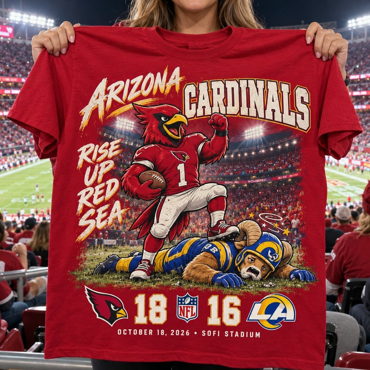 Arizona Cardinals | 18-16 Win Over Los Angeles Rams Game Day Shirt - Red