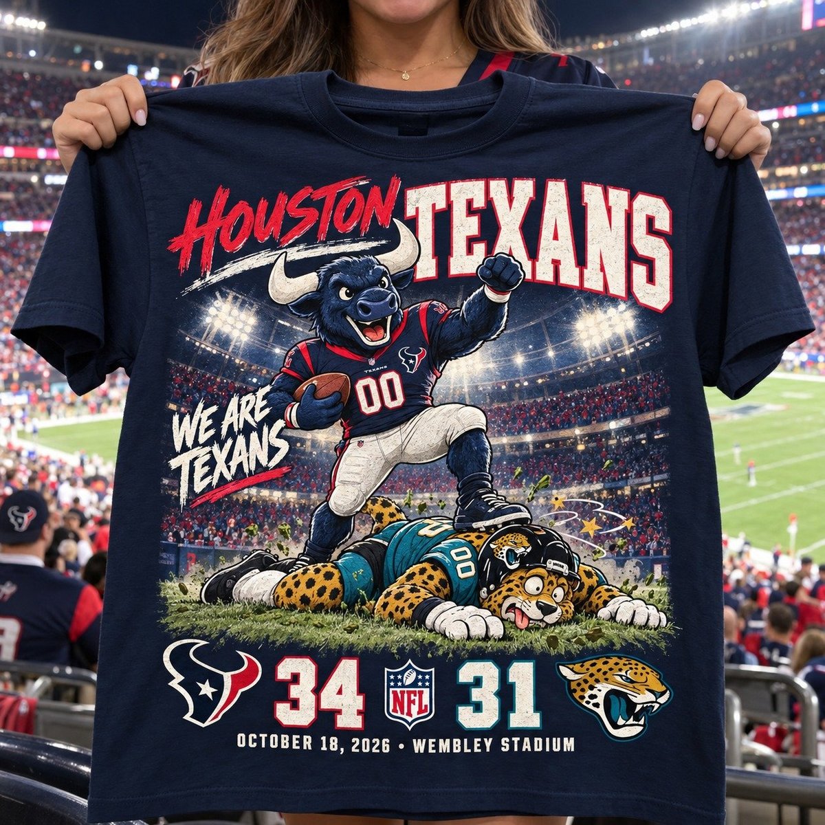 Houston Texans | 34-31 Win Over Jacksonville Jaguars Game Day Shirt - Navy