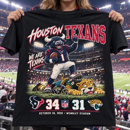 Houston Texans | 34-31 Win Over Jacksonville Jaguars Game Day Shirt - Black
