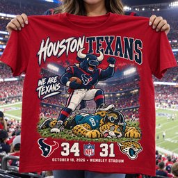 Houston Texans | 34-31 Win Over Jacksonville Jaguars Game Day Shirt - Red