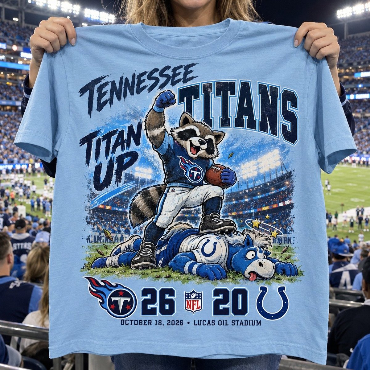 Tennessee Titans | 26-20 Win Over Indianapolis Colts Game Day Shirt - Light Blue