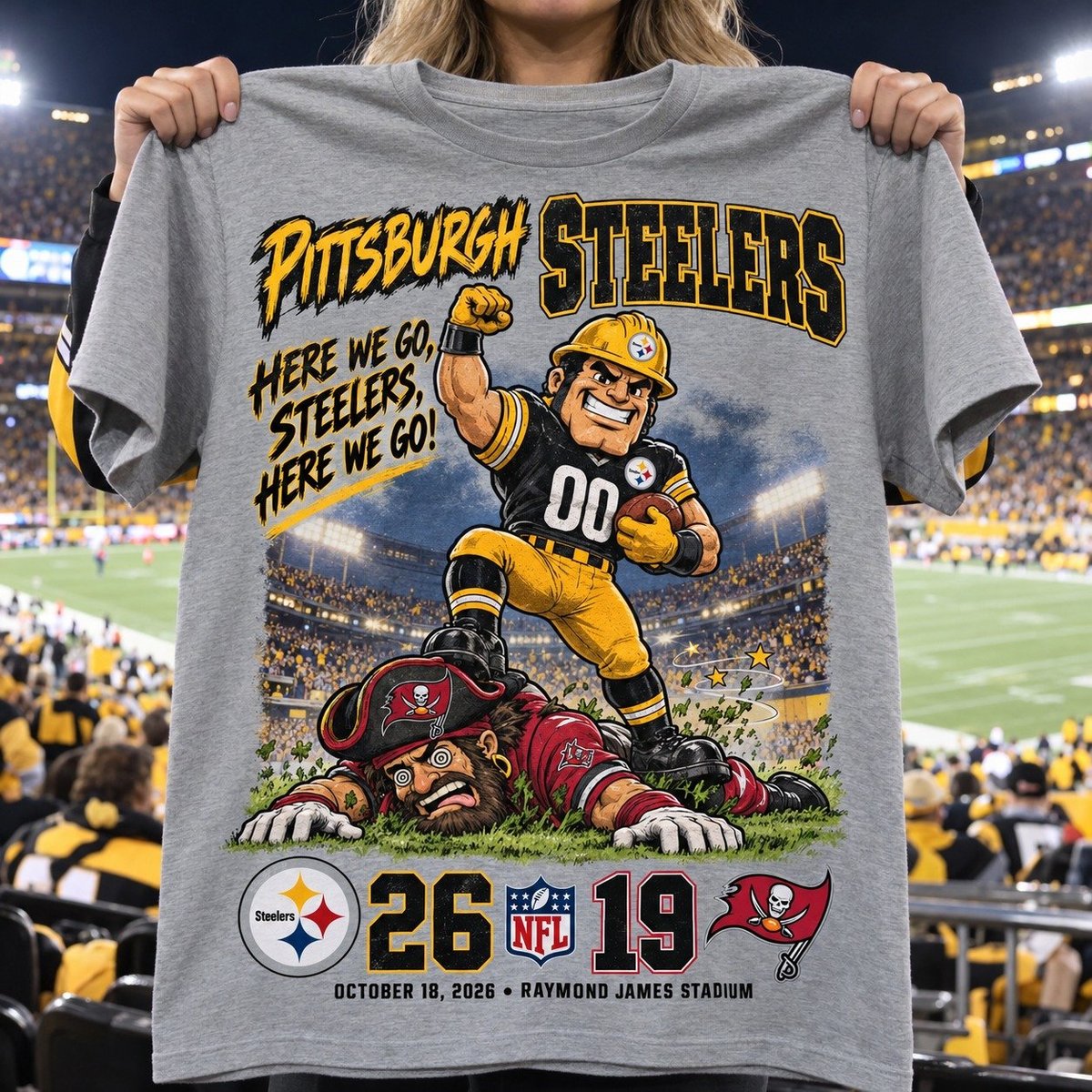 Pittsburgh Steelers | 26-19 Win Over Tampa Bay Buccaneers Game Day Shirt - Sport Grey