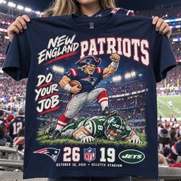 New England Patriots | 26-19 Win Over New York Jets Game Day Shirt - Navy