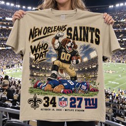 New Orleans Saints | 34-27 Win Over New York Giants Game Day Shirt - Sand