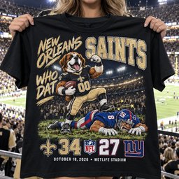 New Orleans Saints | 34-27 Win Over New York Giants Game Day Shirt - Black