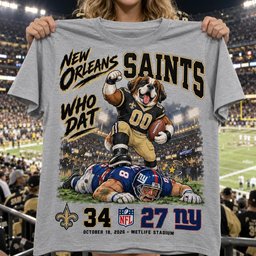 New Orleans Saints | 34-27 Win Over New York Giants Game Day Shirt - Sport Grey
