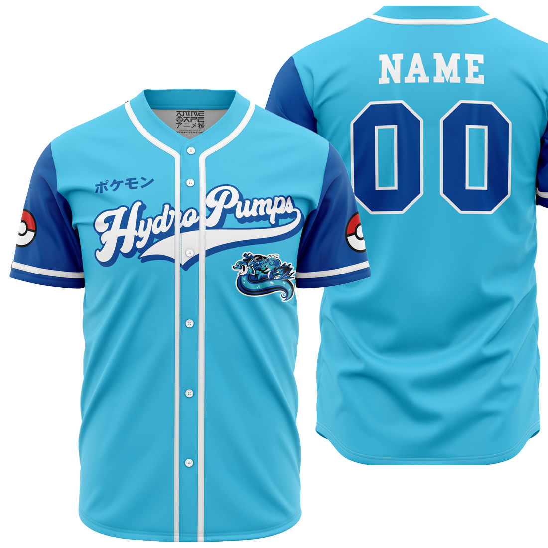 Personalized Hydro Pumps Water Type Pokemon Baseball Jersey - Tailortop