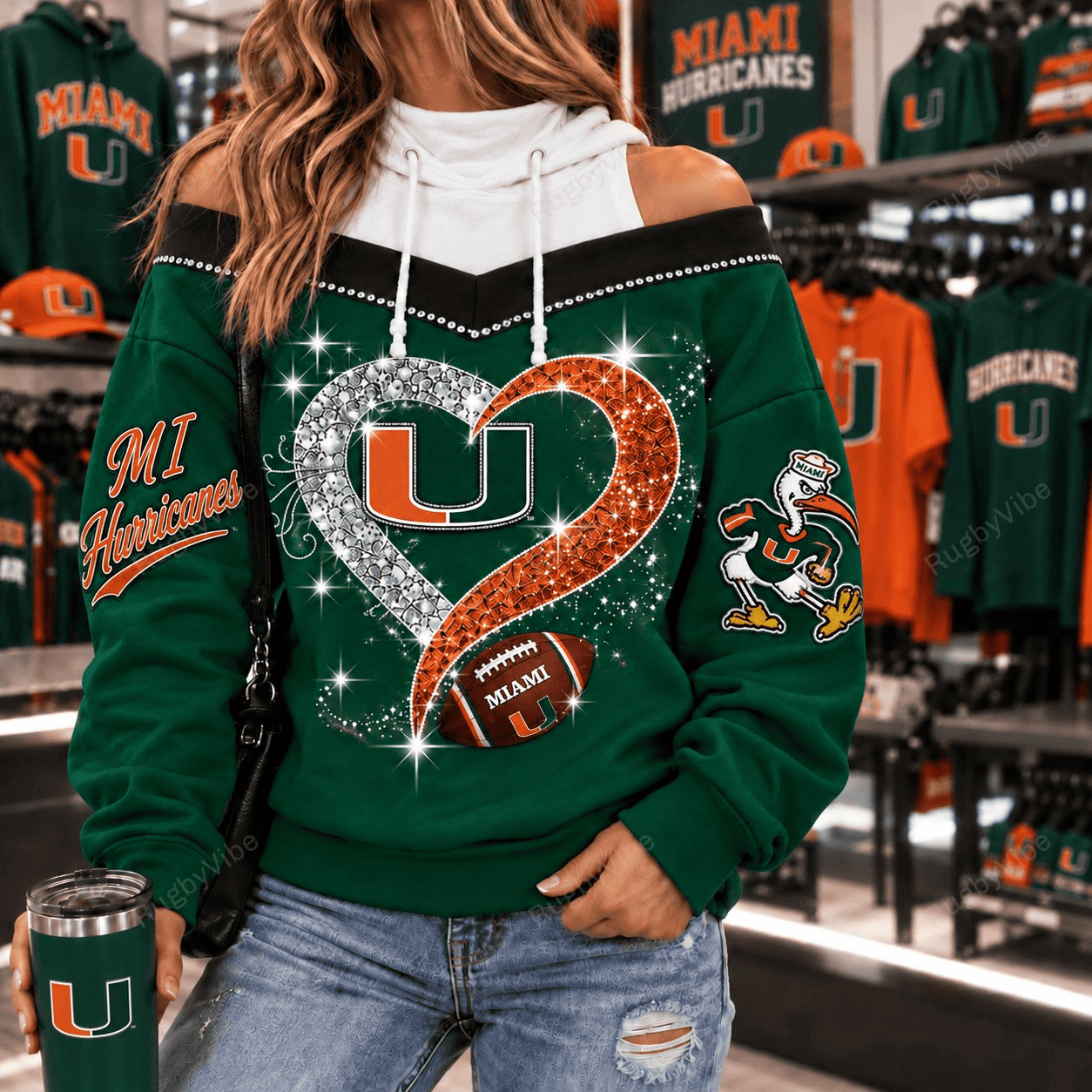 NCAA Off-Shoulder Women's Sweatshirt