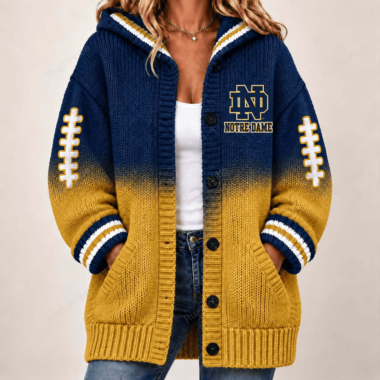 NCAA Button-up Long Hoodie