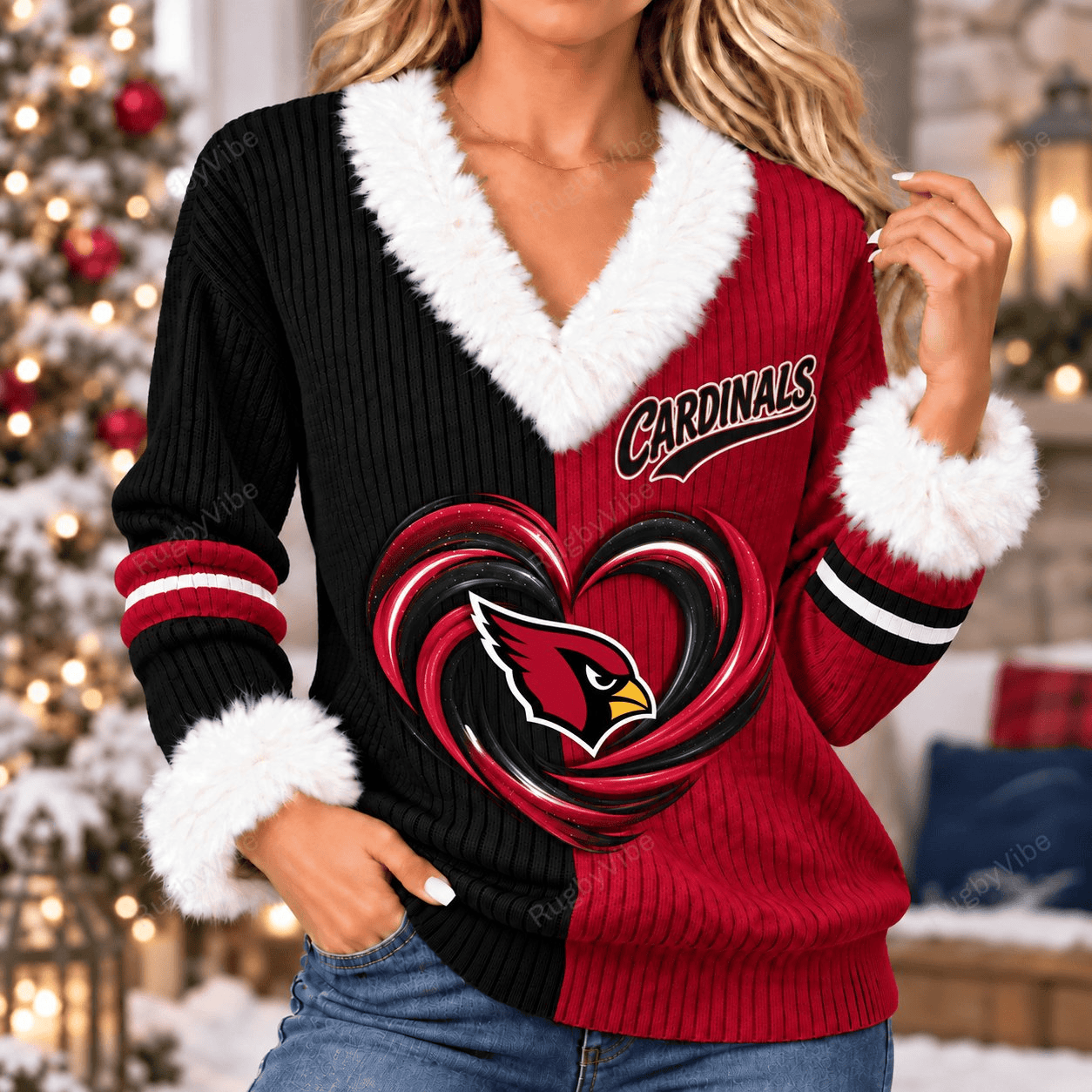 NFL Women's Faux Knit V-Neck Sweater