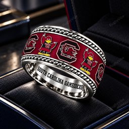 South Carolina Gamecocks Stainless Steel Jewelry Ring - Angle
