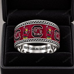 South Carolina Gamecocks Stainless Steel Jewelry Ring - Front