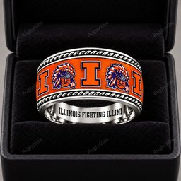 Illinois Fighting Illini Stainless Steel Jewelry Ring - Front