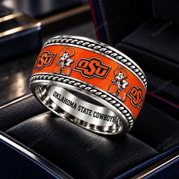Oklahoma State Cowboys Stainless Steel Jewelry Ring - Angle