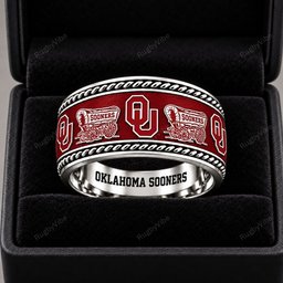 Oklahoma Sooners Stainless Steel Jewelry Ring - Front