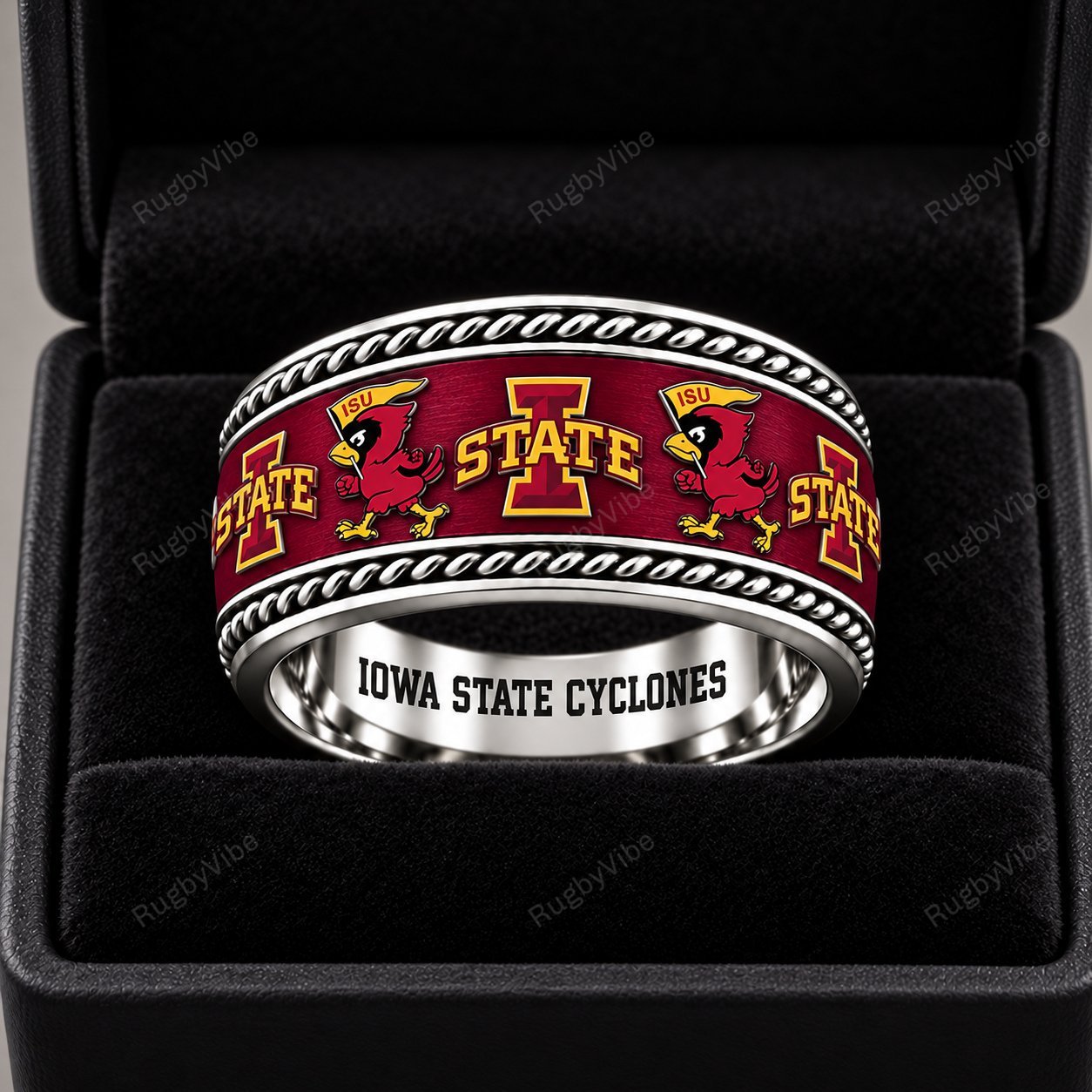 Iowa State Cyclones Stainless Steel Jewelry Ring - Front