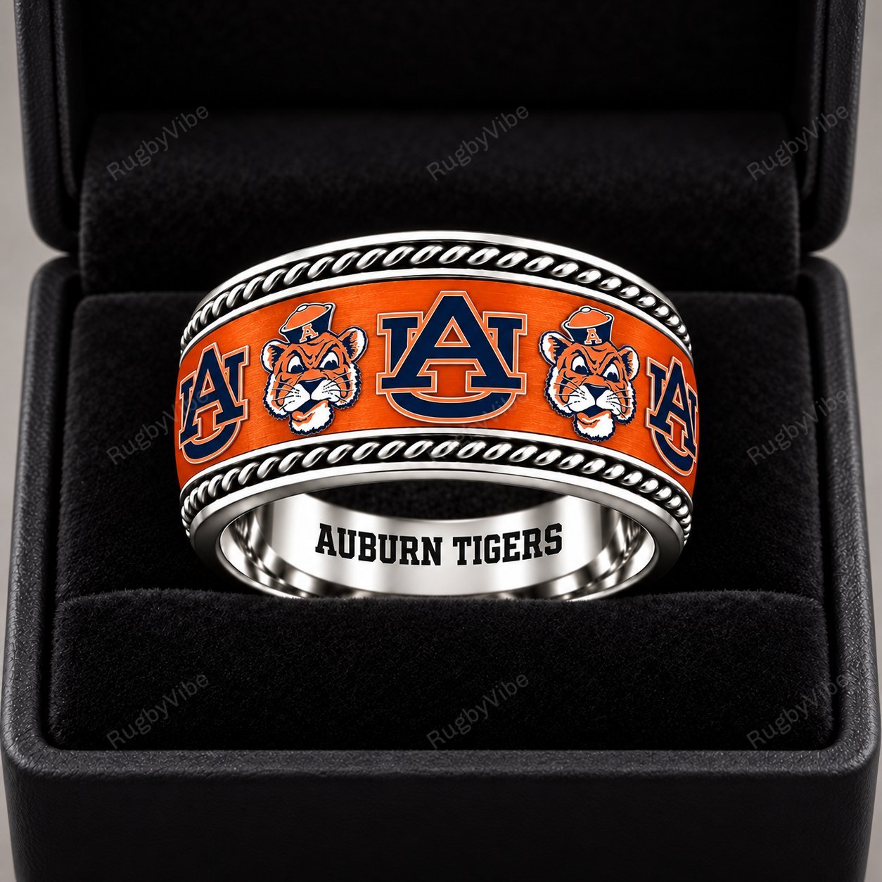 Auburn Tigers Stainless Steel Jewelry Ring - Front