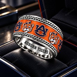 Auburn Tigers Stainless Steel Jewelry Ring - Angle