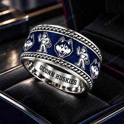 Uconn Huskies Stainless Steel Jewelry Ring - Angle