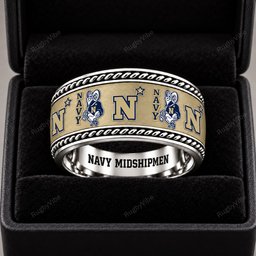 Navy Midshipmen Stainless Steel Jewelry Ring - Front