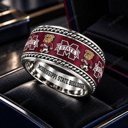 Mississippi State Bulldogs Stainless Steel Jewelry Ring - Angle