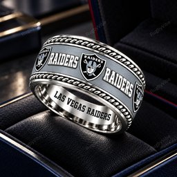 Las Vegas Raiders Stainless Steel Jewelry Ring - Angle