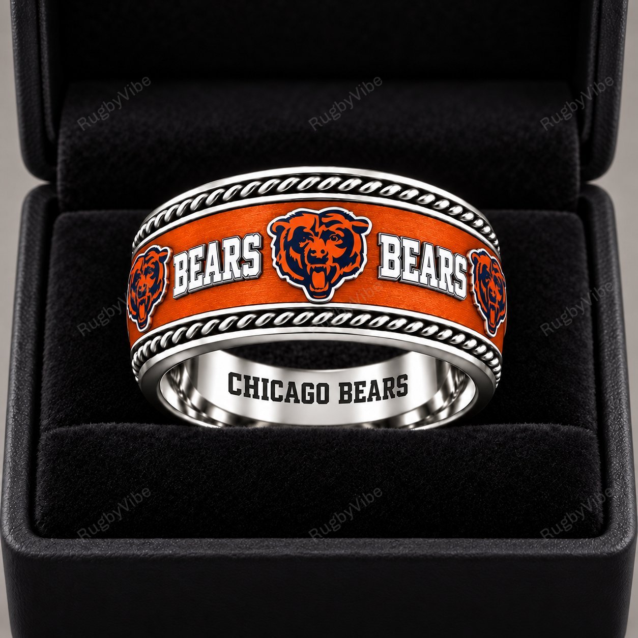 Chicago Bears Stainless Steel Jewelry Ring - Front