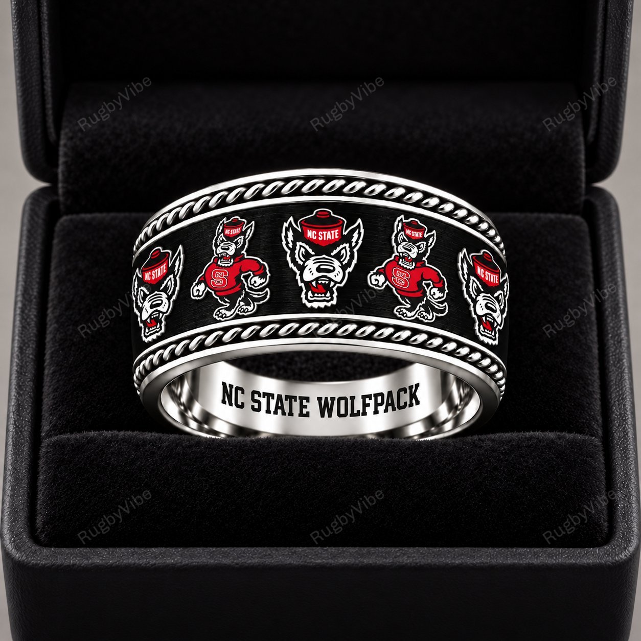 NC State Wolfpack Stainless Steel Jewelry Ring - Front