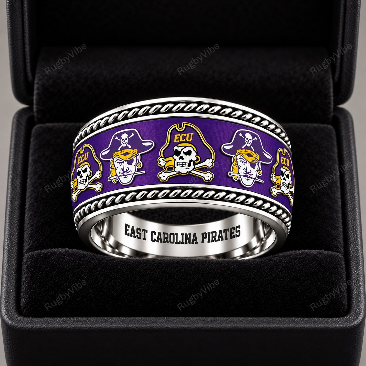 East Carolina Pirates Stainless Steel Jewelry Ring - Front