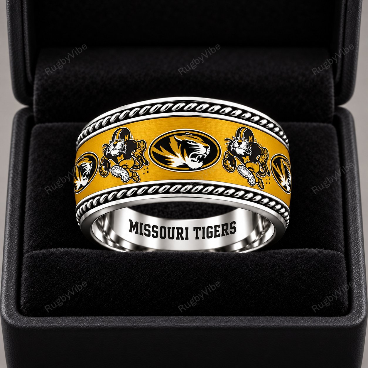 Missouri Tigers Stainless Steel Jewelry Ring - Front