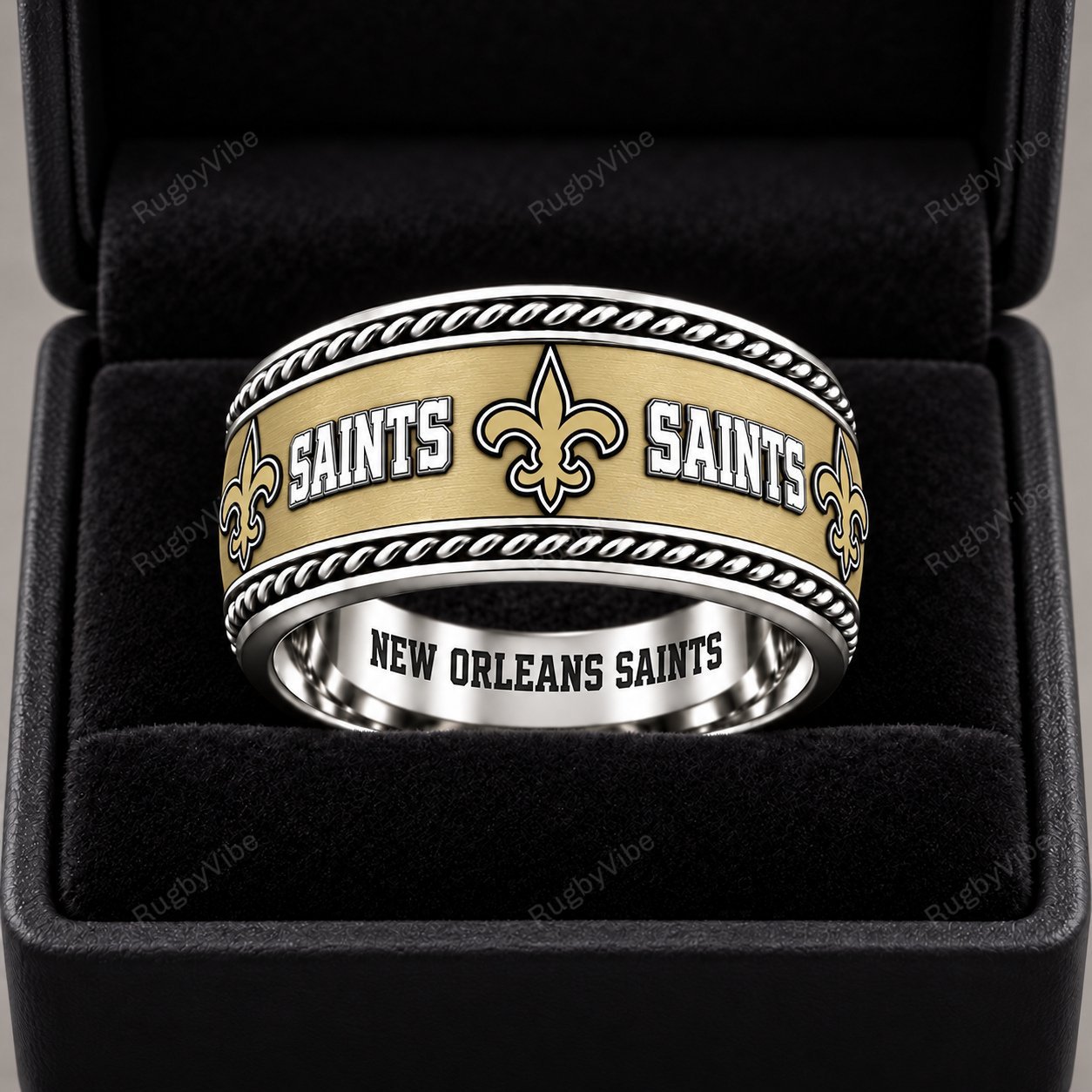 New Orleans Saints Stainless Steel Jewelry Ring - Front