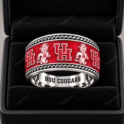 HOU Cougars Stainless Steel Jewelry Ring - Front