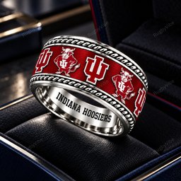 Indiana Hoosiers Stainless Steel Jewelry Ring - Angle