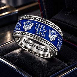 Kentucky Wildcats Stainless Steel Jewelry Ring - Angle