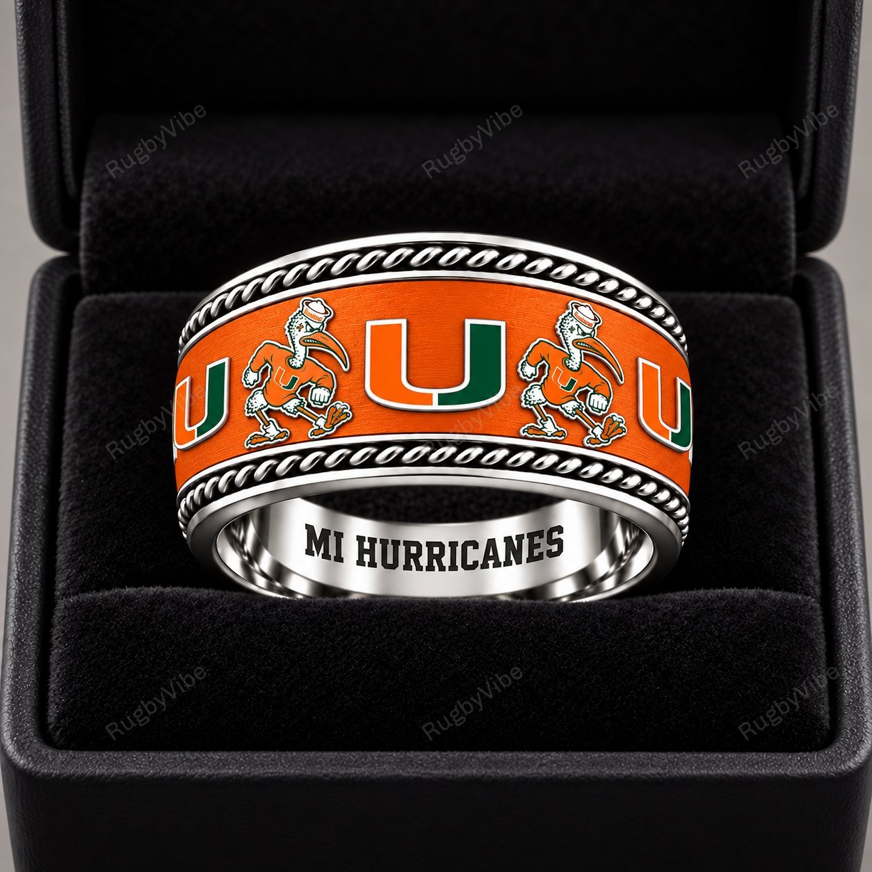MI Hurricanes Stainless Steel Jewelry Ring - Front