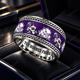 TCU Horned Frogs Stainless Steel Jewelry Ring - Angle