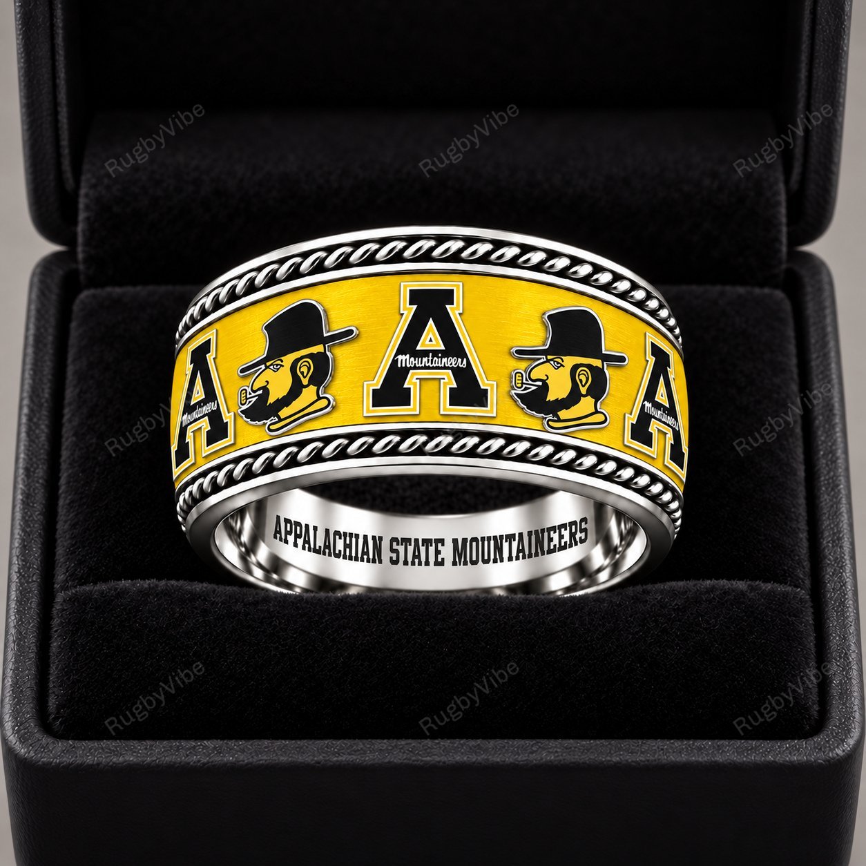 Appalachian State Mountaineers Stainless Steel Jewelry Ring - Front
