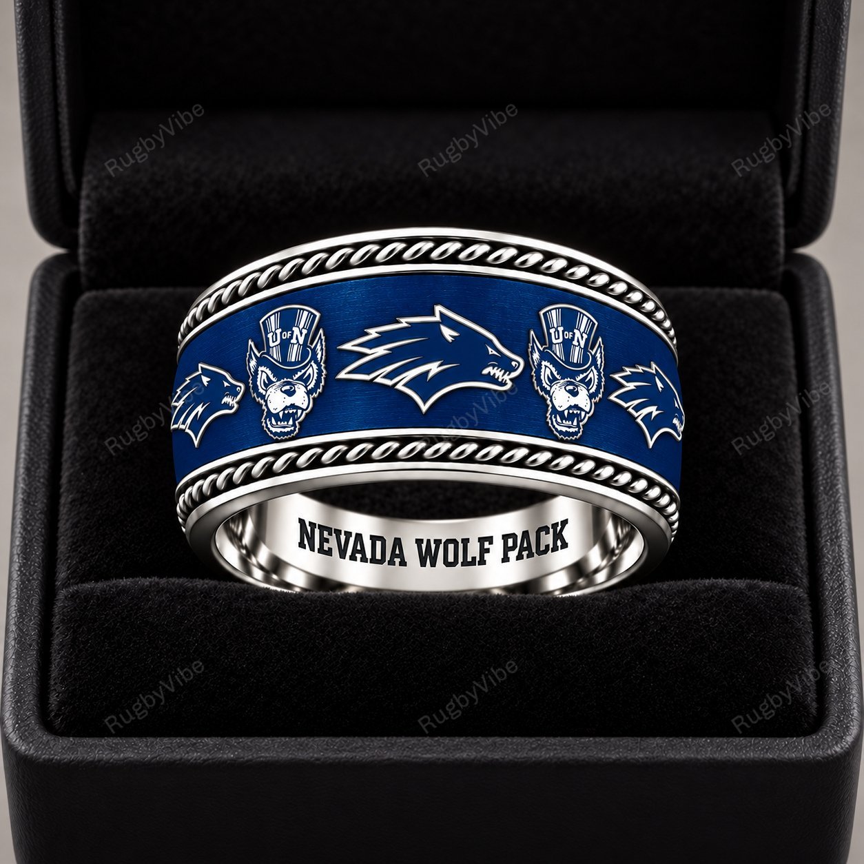 Nevada Wolf Pack Stainless Steel Jewelry Ring - Front