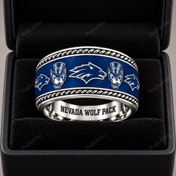 Nevada Wolf Pack Stainless Steel Jewelry Ring - Front