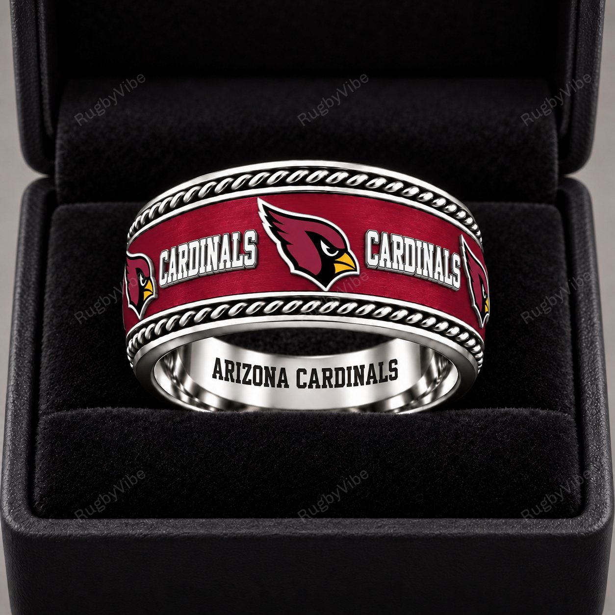 Arizona Cardinals Stainless Steel Jewelry Ring - Front