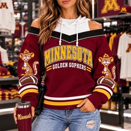 MN Golden Gophers Hooded Off The Shoulder Sweatshirt