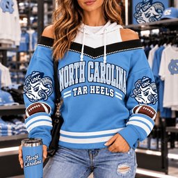 North Carolina Tar Heels Hooded Off The Shoulder Sweatshirt