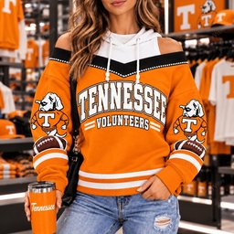 TN Volunteers Hooded Off The Shoulder Sweatshirt